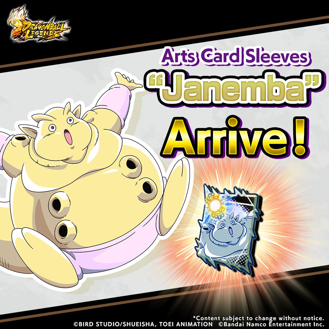 ◥◣New Arts Card Sleeve Info◢◤

New "Janemba" Arts Card Sleeves are here!

Collect and exchange Non-Stop Festival Raid Medals to get them!

#DBLF2025
#DBLegends
#DragonBall