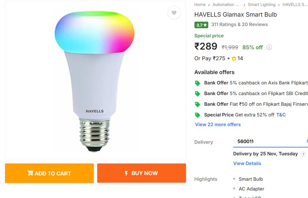 TechyBoostDeals's tweet image. HAVELLS Glamax Smart Bulb @ ₹289 ✨

Buy link : fkrt.cc/hBIe0tt

#Flipkart #Havells #SmartBulb