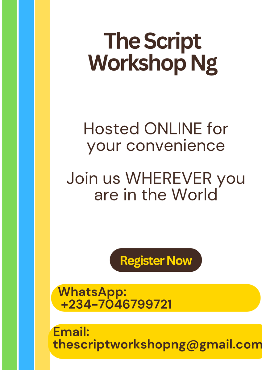 ocfash's tweet image. Learn Screenwriting with The Script Workshop Ng. Free in January 2026. #Screenwriter #Nollywood #TSWNg