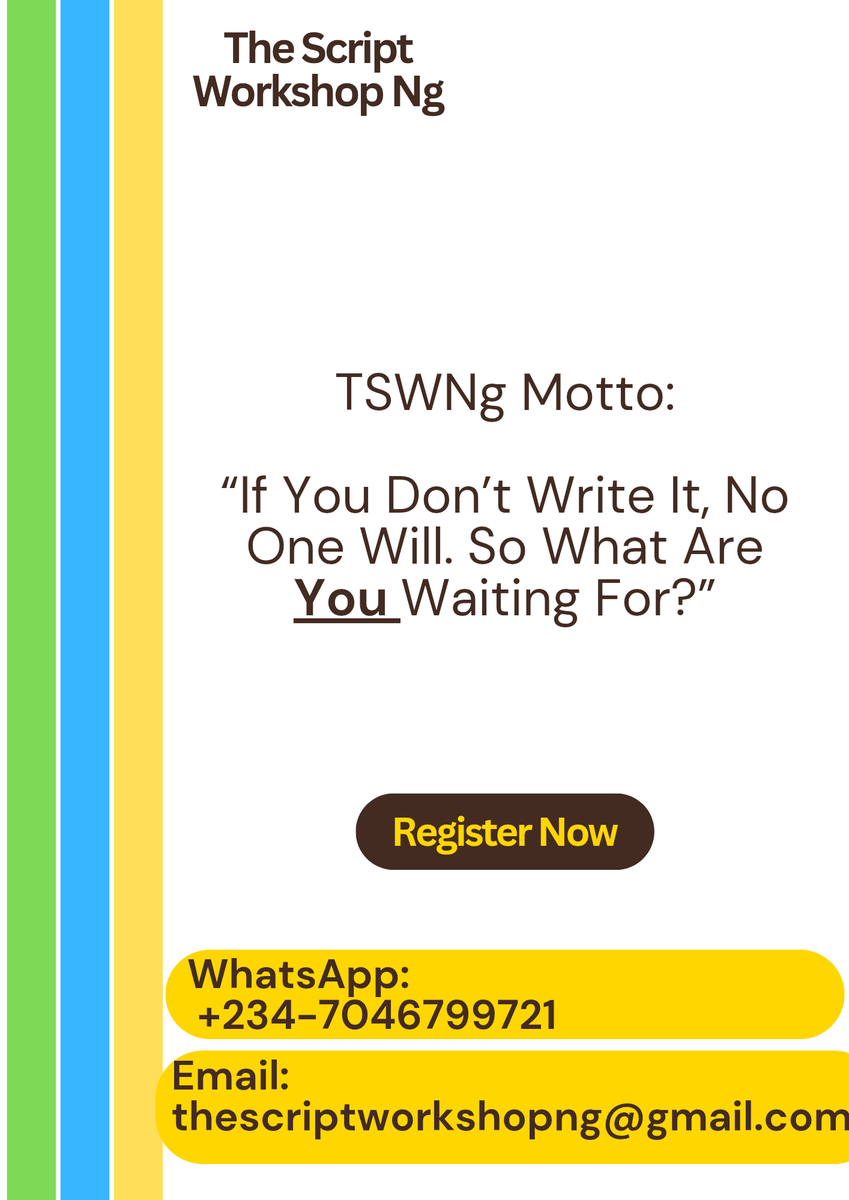 ocfash's tweet image. Learn Screenwriting with The Script Workshop Ng. Free in January 2026. #Screenwriter #Nollywood #TSWNg
