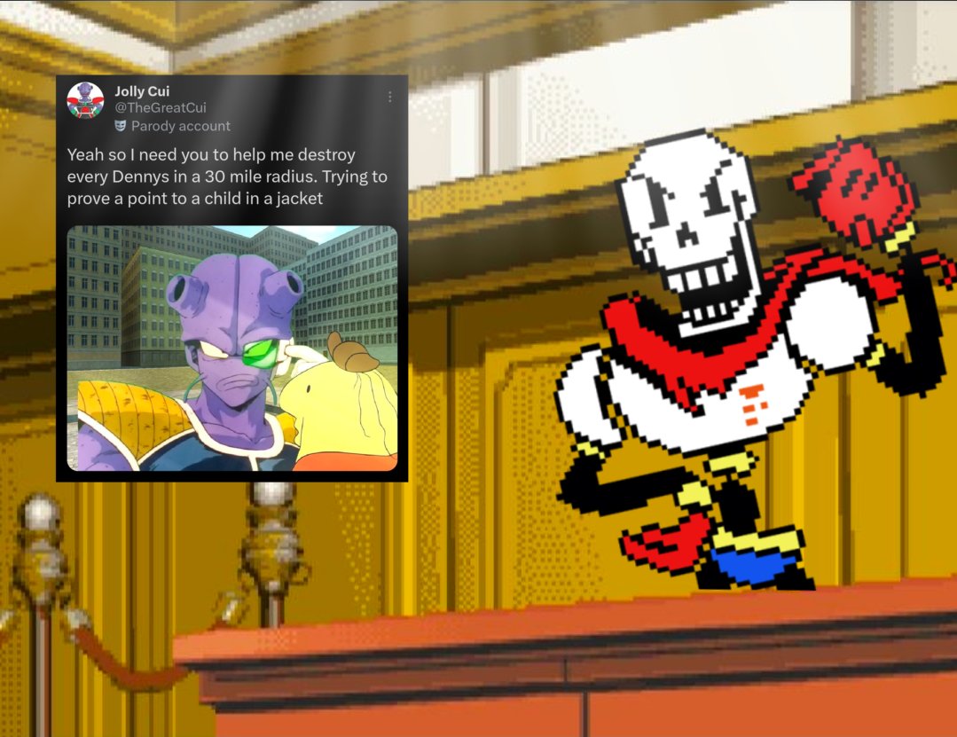 YOU SEE SIR, THIS "JOLLY" GOOD FELLOW THREATENED TO DESTORY 50 DENNYS!!! 

WHAT KIND OF PERSON DOES THAT! 
NOT ONLY THAY, BUT AFTER HE GOT UPSET YOU CONTINUED TO AGRIVATE AND SHOW HIM YOUR UGLY MUG!!!