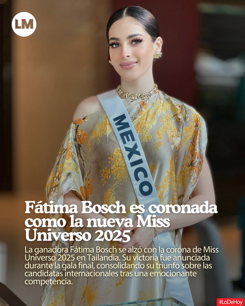 ¡Fátima Bosch es Miss Universe 2025! 👑✨ Su gracia, fuerza y brillo conquistan al mundo. ¡Celebramos una victoria histórica que inspira! 🎉
#MissUniverse2025 #FátimaBosch #Orgullo #Reina ✨