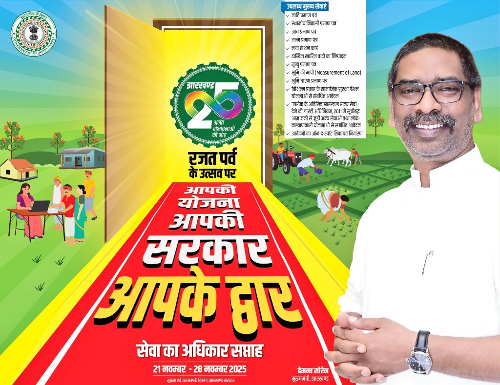 dckoderma's tweet image. सर्वजन की सरकार आपके द्वार...

रजत पर्व के उत्सव पर
आपकी योजना आपकी सरकार आपके द्वार फिर एक बार... 21 नवंबर से 28 नवंबर 2025 तक 

🌟उपलब्ध मुख्य सेवाएं🌟

🔹 जाति प्रमाण पत्र
🔹 आय प्रमाण पत्र
🔹 जन्म-मृत्यु प्रमाण पत्र
🔹 नया राशन कार्ड
🔹 दाखिल-खारिज
🔹 सामाजिक सुरक्षा पेंशन
🔹…