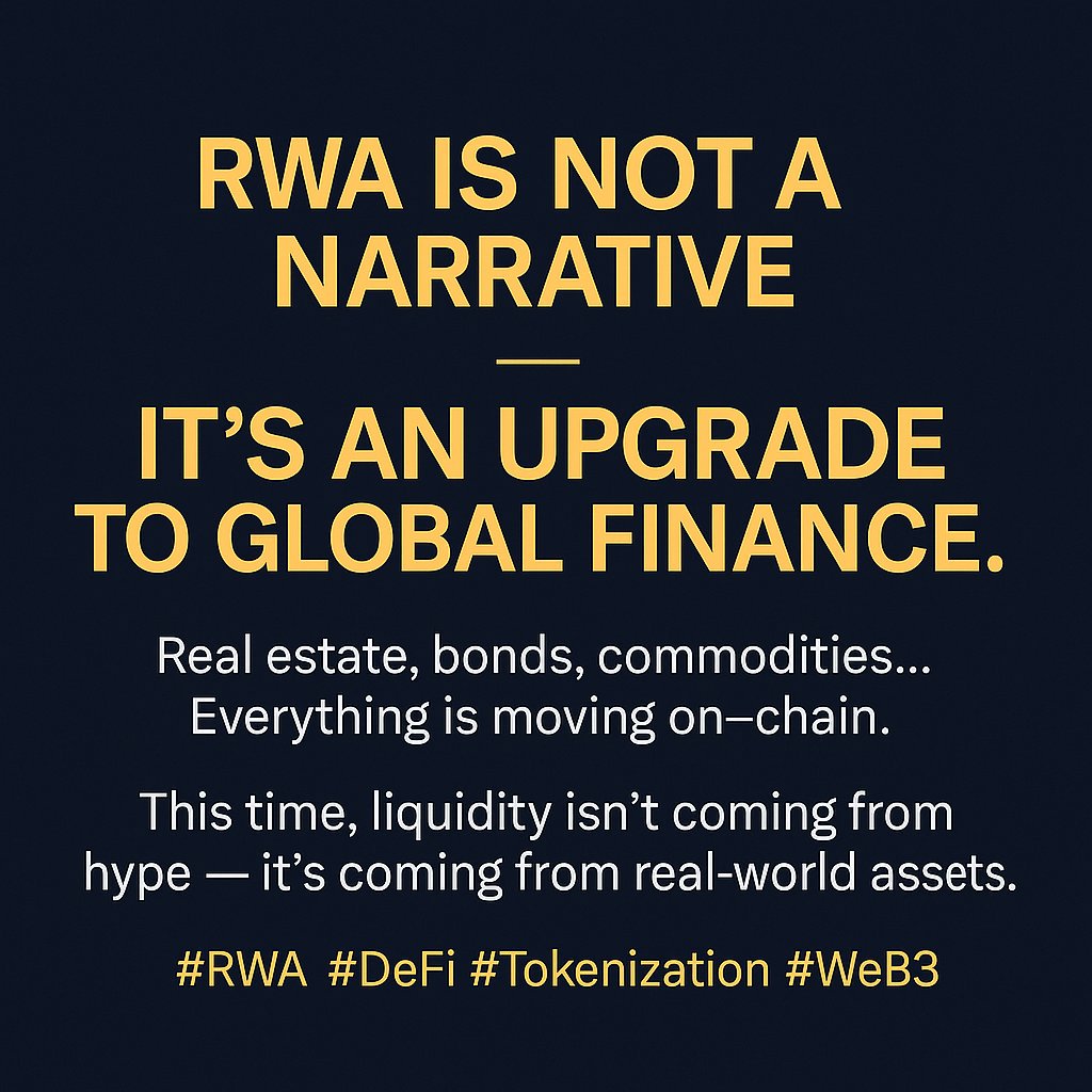 Web3use's tweet image. RWA is not a narrative — it’s an upgrade to global finance.
Real estate, bonds, commodities…
Everything is moving on-chain.

This time, liquidity isn’t coming from hype 
it’s coming from real-world assets.

#RWA #DeFi #Tokenization #Web3