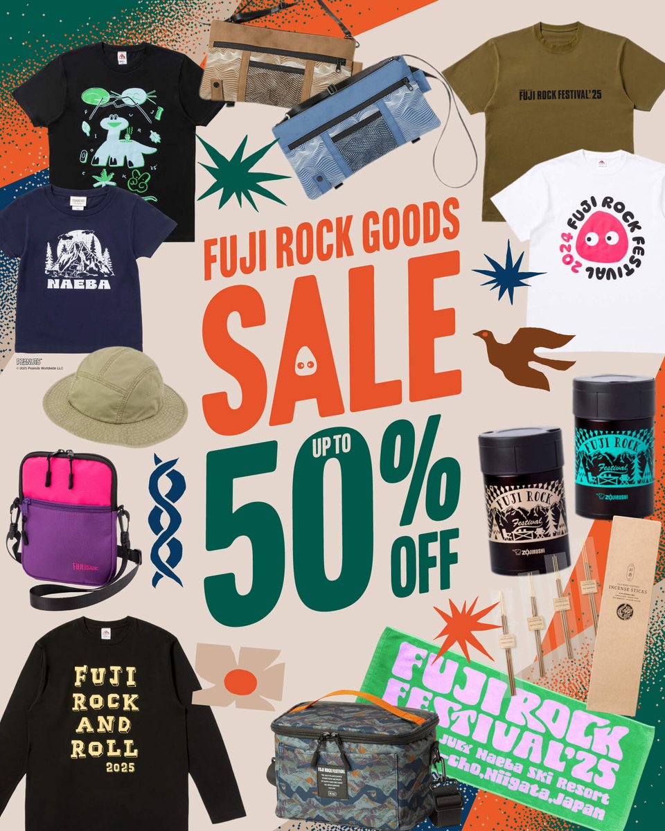 fujirock_jp's tweet image. ＼ グッズが最大50％OFF！／
GREENonREDスペシャルセール開催🎉

#フジロック のグッズを中心に
Tシャツなどアパレル商品や
フジロック王道アイテムなど人気アイテムが
最大50％オフで買えるチャンス✨

本日11/21 (金) 正午〜 オンラインのほか
渋谷パルコ地下1階の
フジロック・オフィシャルショップ…
