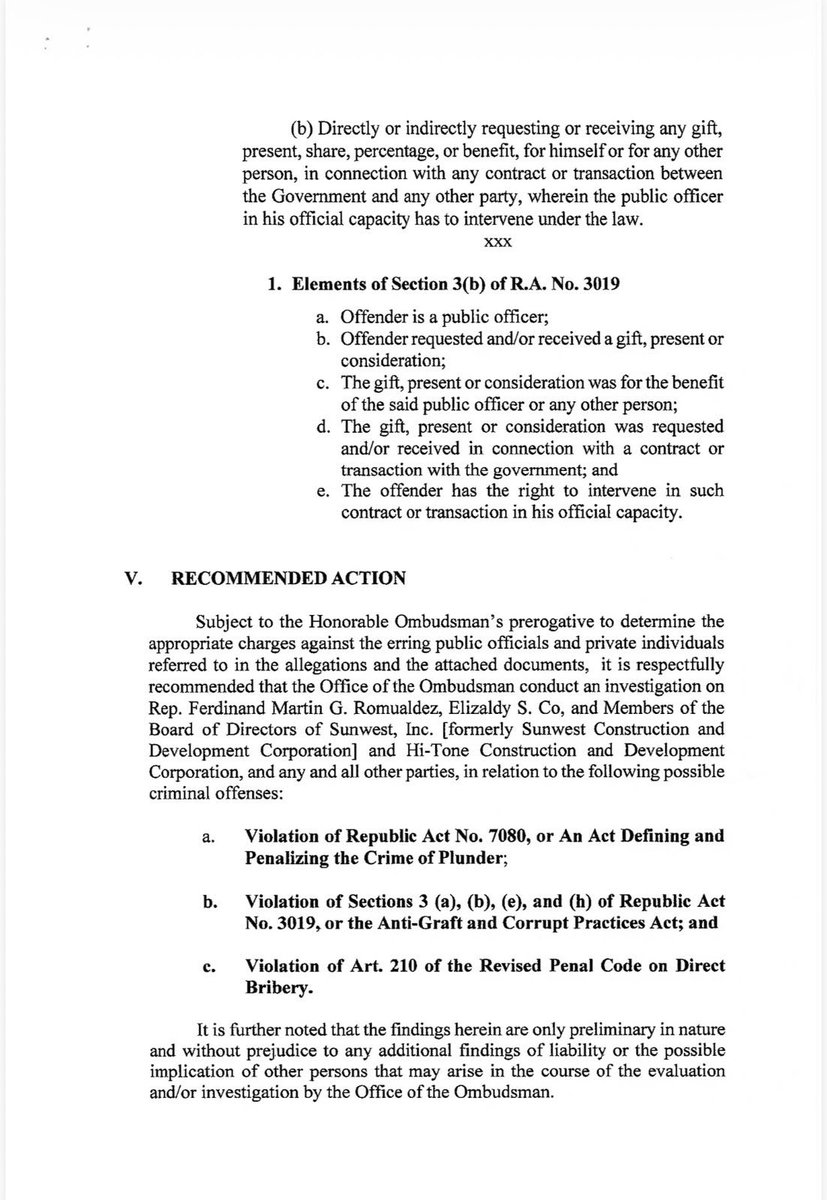 Joseph_Morong's tweet image. LOOK: referral for possible plunder charges by the DPWH vs formerr Speaker Martin Romualdez and former Ako Bicol Partylist Rep. Zaldy Co @m(c/o DPWH) @gmanews @24orasgma