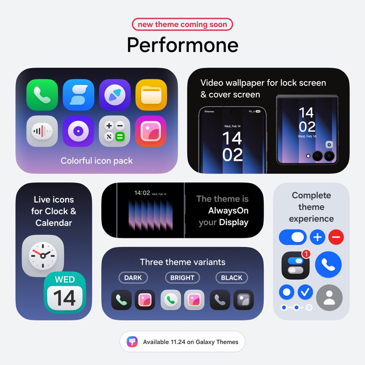 iDroidTalks's tweet image. Performone is dropping next week and it looks so clean… new icon pack, live clock icons, video lockscreen, and three theme variants. Samsung users are about to get a full vibe upgrade #AndroidTheme
