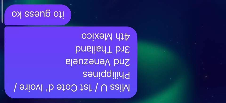MJoshT's tweet image. koyah baligtad 
 #MissUniverse2025