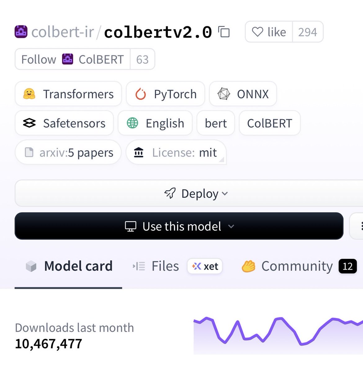 오늘 아침에 이 모델을 아직도 사용하는 사람이 있는지 궁금했습니다...

 월간 다운로드 수가 1,000만 건이라면 지금까지 후기 상호작용 모델에 대한 기록일 수도 있습니다.