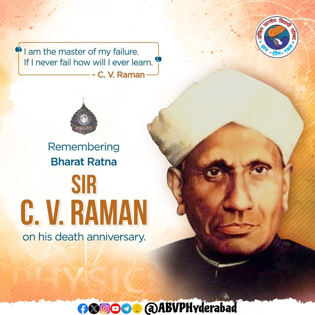 Remembering Bharat Ratna Sir C.V. Raman, the legend who inspired generations to embrace curiosity and learning. His pioneering work made India proud &amp; Saluting the visionary physicist whose discoveries continue to light our path. #CVRaman #PhysicsLegend #BharatRatna #Inspiration
