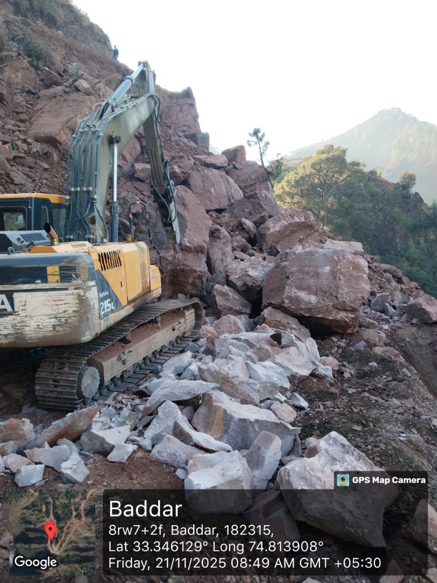 Huge landslide near Damni Badora at BMG road on Chasana Mahore road. Restoration work going on. Shall be restored soon. No traffic movement today on this strech. <a href="/Divcomjammu/">Divisional Commissioner Jammu</a> <a href="/DMReasi/">Deputy Commissioner Reasi</a> <a href="/dioreasi1/">Information & PR, Reasi</a> <a href="/diprjk/">Information & PR, J&K</a>