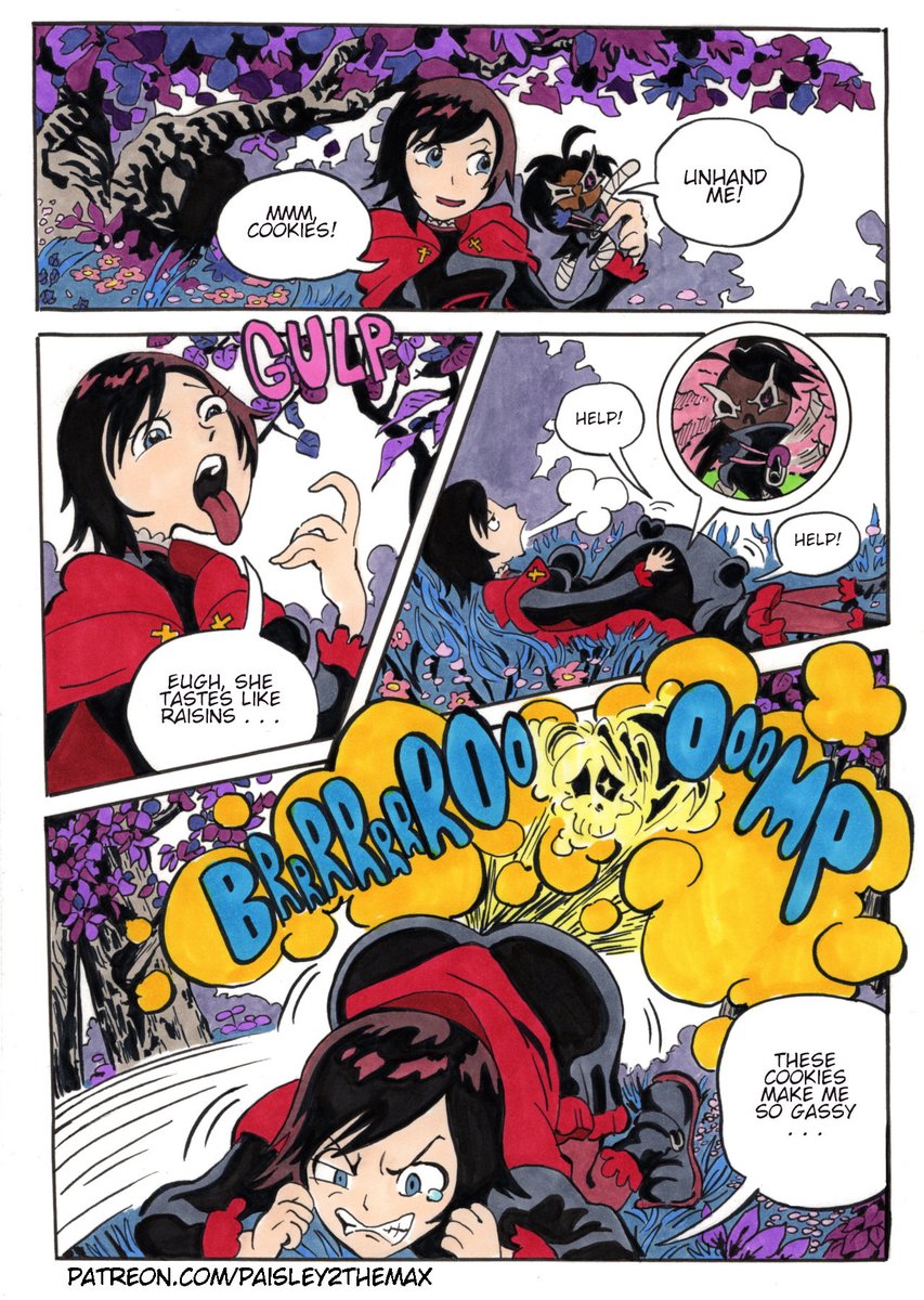 (Commission) Ruby Rose from RWBY vore art, eating Black Raisin Cookie from Cookie Run Kingdom, and ripping a monster fart. The life of a cookie is tough . . . and that's just the way the cookie crumbles.
