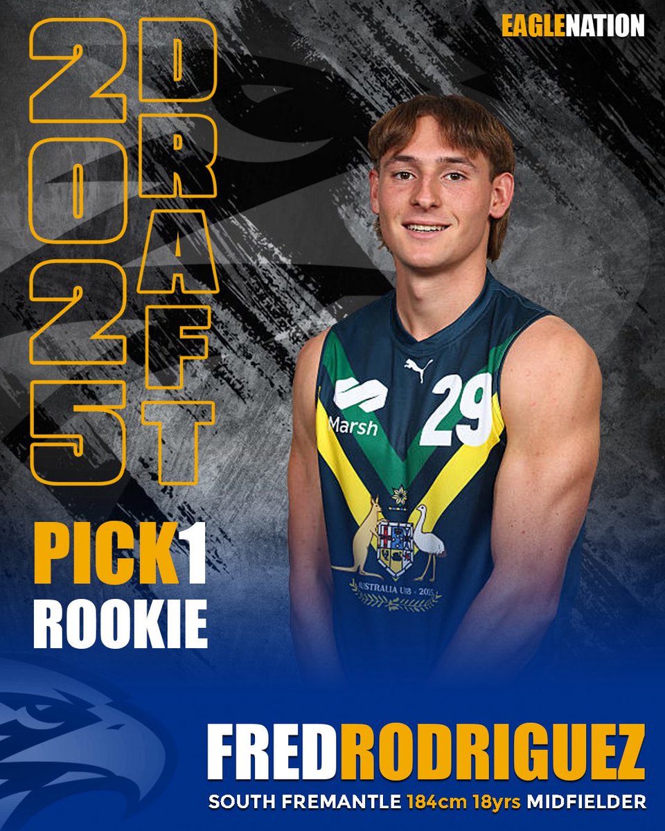 Fred is an Eagle. With first pick n rookie draft is Fred Rodriguez from South Fremantle.

This kid is a gun