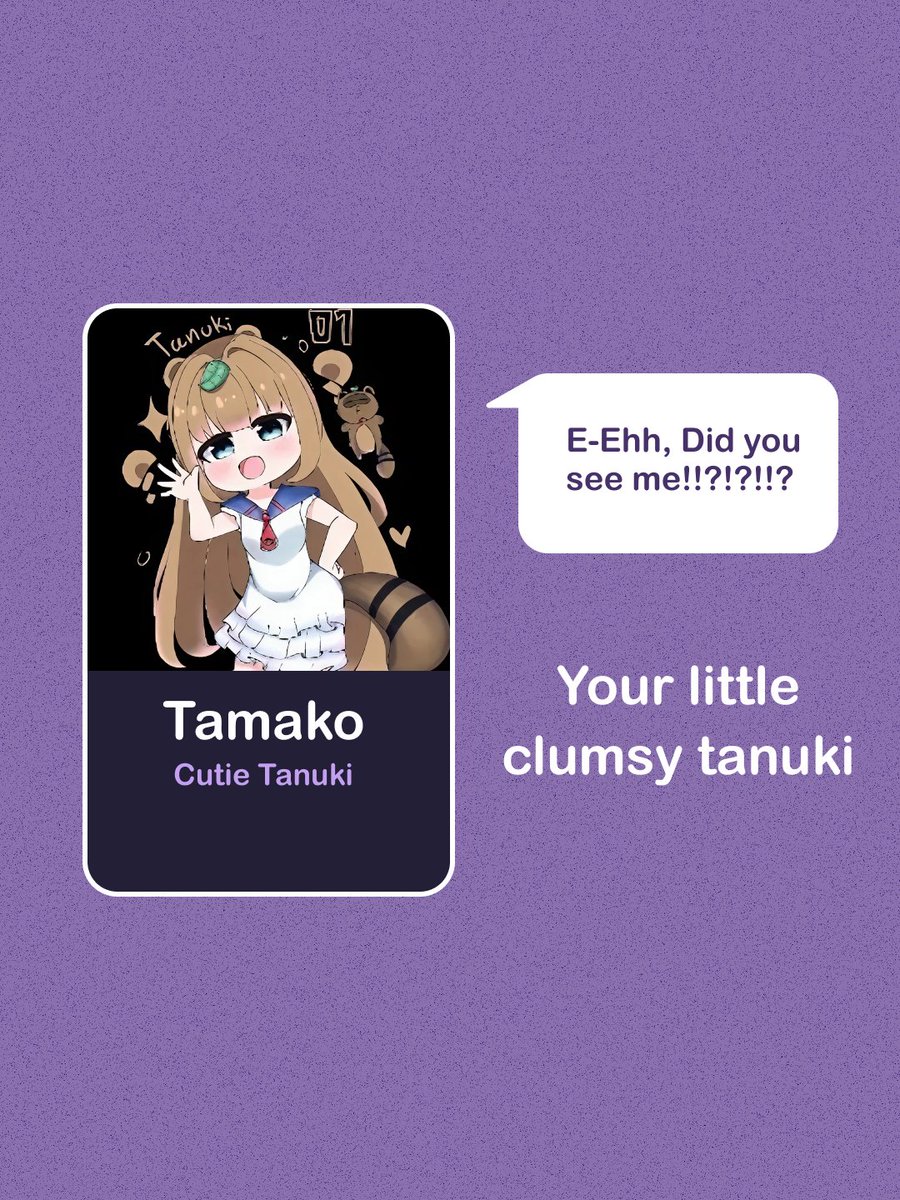 Saen_D1999's tweet image. Meet our little Tanuki, Tamako!🍃🐻

Tamako&apos;s here, ready to play a loooot of things with you together.

She&apos;s waiting for you in Yu-Me.ai💜

Dream you can touch, Character you can love
#Yume_AI #AIroleplay #AIchatbot #AIchat #AIgirlfriends #AIboyfriends