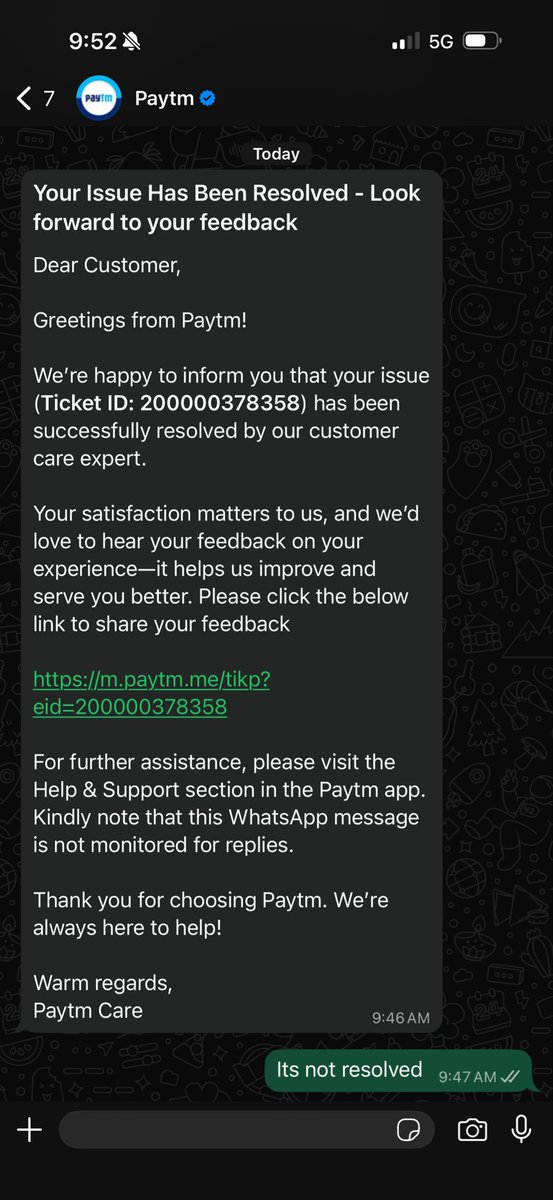 AM_Photography0's tweet photo. Everyday it is getting worse, instead of getting closer to solution!!!!

My issue is marked resolved on the app even when my promo code for 75000 prize money is not provided to me.

@Paytmcare @Paytm @PaytmBank @paytmgold @vijayshekhar 

#BANPAYTM #PATHETICPAYTM https://t.co/iZxZ1OTzI9