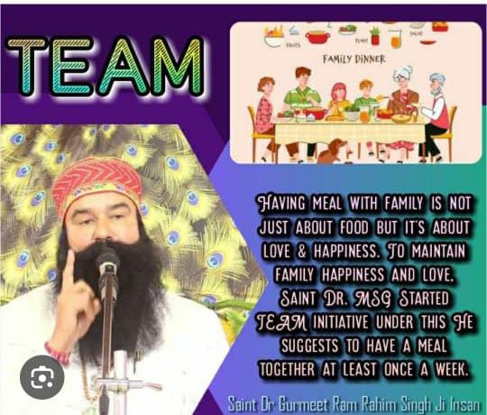vkinsan277079's tweet photo. We should spend time with our families, sitting together and sharing meals. Saint Gurmeet Ram Rahim Singh Ji says that we should live as a #Team within our families. Time spent together with family is the most beautiful moment. #FoodWithFamily https://t.co/0qgQvAjzci
