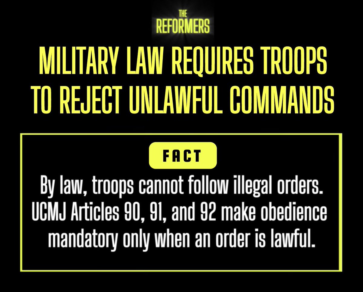 The military is not Trump’s personal militia. The law says troops must refuse unlawful commands. Period.