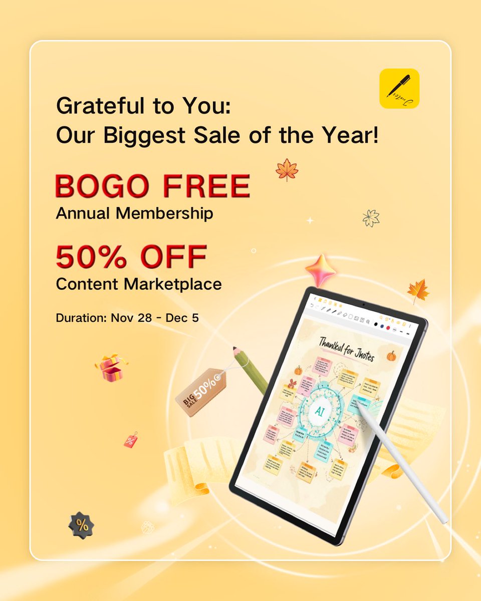 Jnotes_official's tweet photo. 🥳Celebrate Thanksgiving &amp; Black Friday with Our Biggest Deals of the Year! https://t.co/juWr0zCMJl