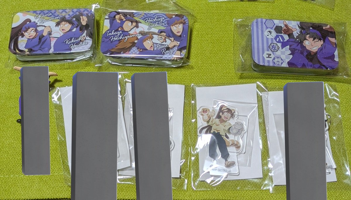 wadachi_777's tweet image. 【交換譲渡】忍たま　五年生
出：画像1-6
求：お座りぬいぐるみ1500円
　　ナンジャねこみみぬい500円
　　まめめいと1000円
　　画像3左アクリルフレーム1500円
　　下町散策アクスタ1000円
　　スライド缶200円
　　ナンジャミニアクスタ300円

金額はいずれも1つにつき
送料もご負担ください。