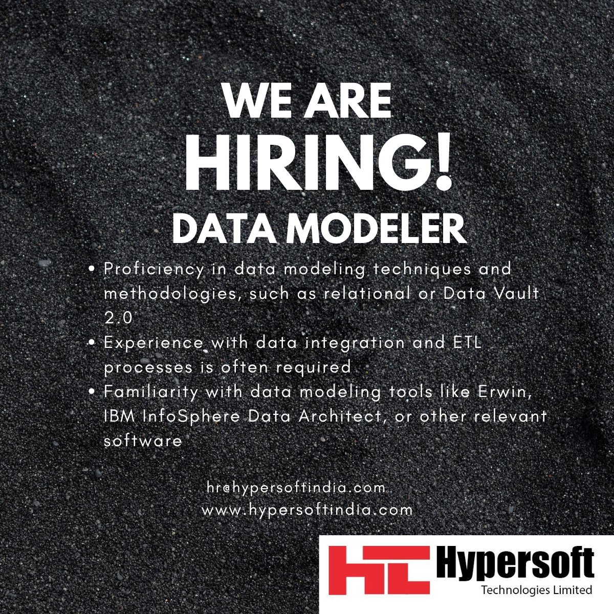 HypersoftTexyz's tweet photo. #hiring  #hiringalert #HiringNow  #urgenthiring #datamodeler #Erwin #IBMinfosphere #dataintegration #datavault #openforopportunity #openfornewrole #immediate #lookingfor

Interested candidates can share their resumes @ hr@hypersoftindia.com https://t.co/53kikftyTq