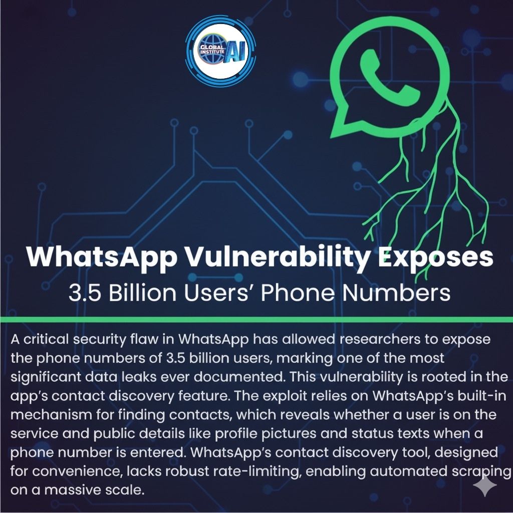 gicseh's tweet image. Massive WhatsApp flaw exposes 3.5B phone numbers. Stay alert, stay secure.
.
📞 Call us: +91-8800955639
🌐 Visit: gicseh.com
.
#GICSEH #GlobalAI #WhatsAppLeak #DataBreach #CyberSecurity #PrivacyMatters #StaySafeOnline #DigitalSecurity #InfoSec #TechAlert