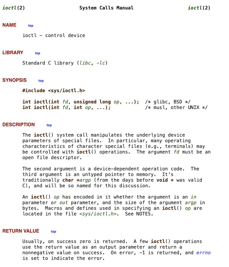 popovicu94's tweet image. read() and write() get all the glory on Linux - but one syscall, with thousands of possible commands, is what actually *controls* your hardware.

How does Linux manage devices beyond simple data streams?

Meet ioctl(): syscall #16 on x86_64. 🧵👇