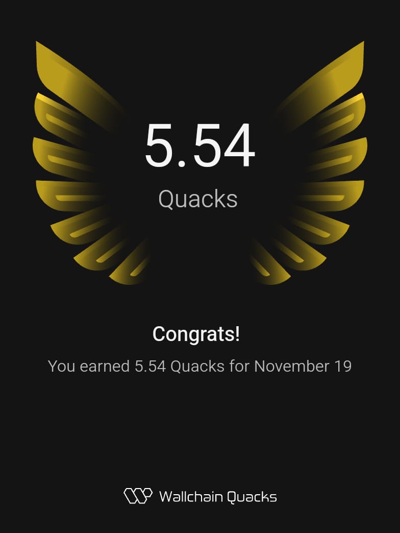Meekofweb3's tweet image. Morning Wallchain Quackers 🦆 

Woke up to earn 5.54 Quacks on @wallchain for Nov 19.

You can never go wrong Quacking @idOS_network 

Want to earn more Quacks?

▪️Preach about idOS 
▪️Be an idOS reply guy
▪️Repeat 🔁

gidOS 💚