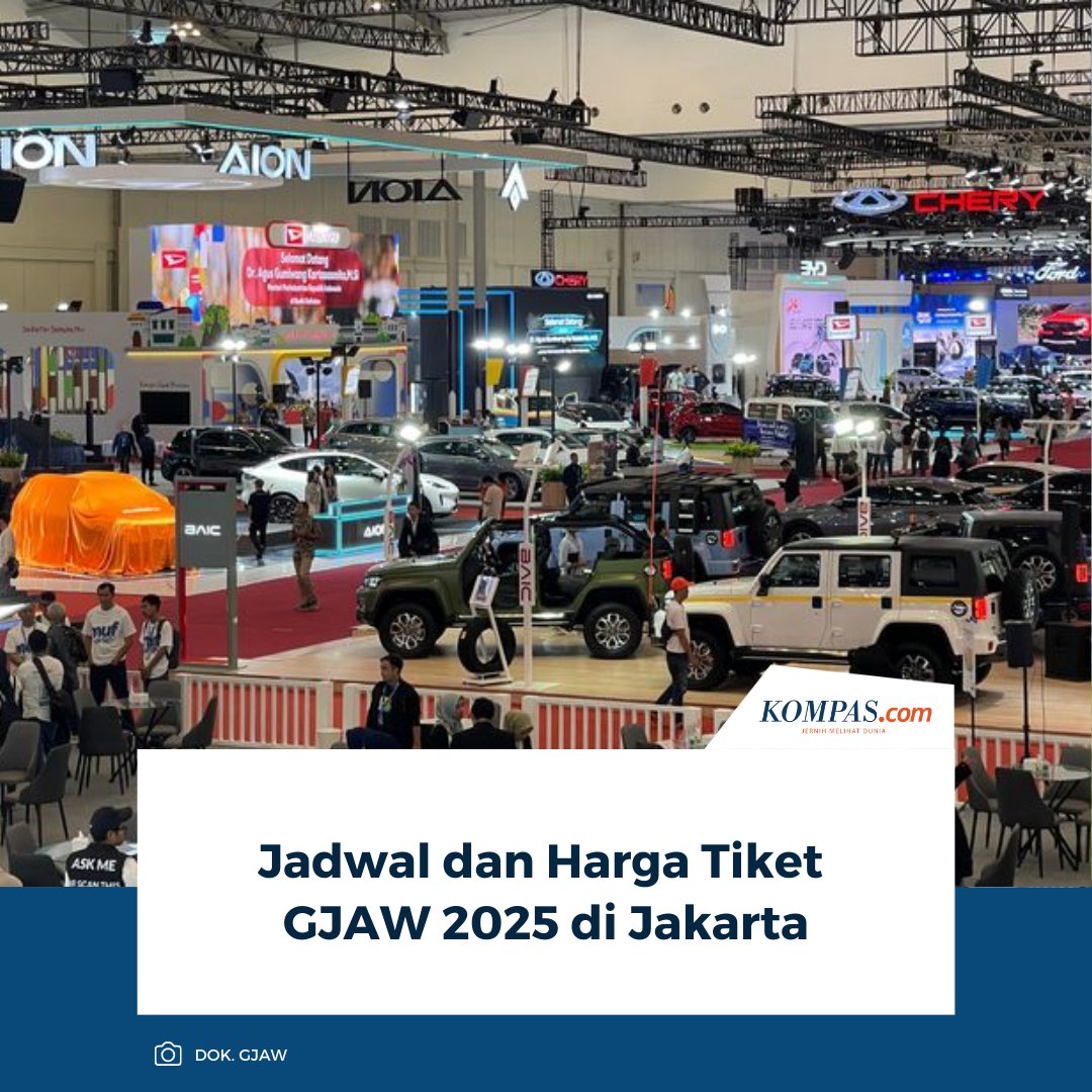 kompascom's tweet image. Pameran otomotif Gaikindo Jakarta Auto Week (GJAW) 2025 kembali digelar di ICE BSD City pada 21–30 November 2025.

Baca Selengkapnya 👇🏻
otomotif.kompas.com/read/2025/11/2… 

~NA #GJAW2025 #PameranOtomotif #ICEBSD