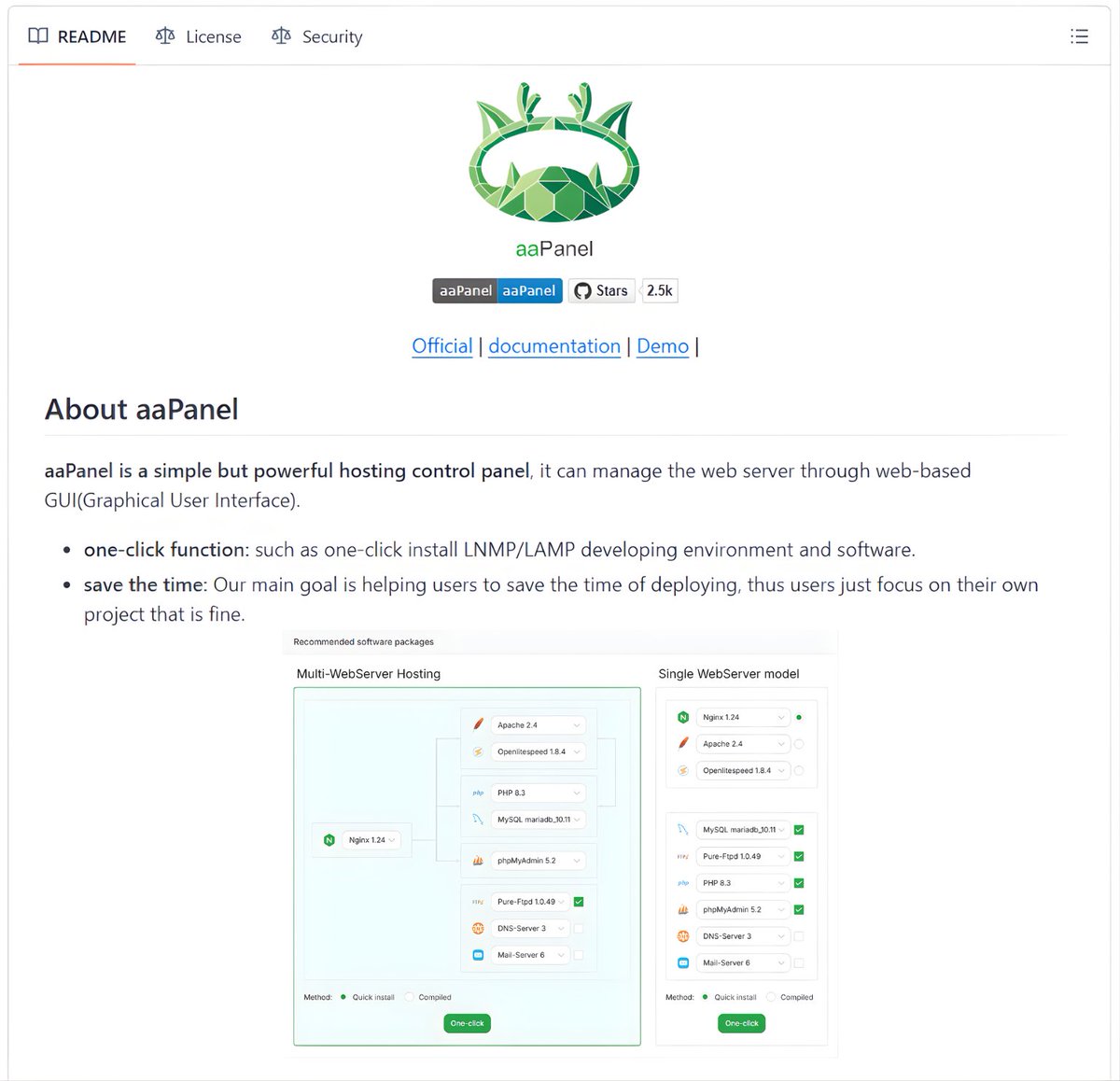 aaPanel は、通常のセットアップ作業なしでフルスタックを管理できる、クリーンな Linux ベースのサーバー コントロール パネルです。
新しい Multi WebServer アップデートが公開されました。
Nginx、Apach