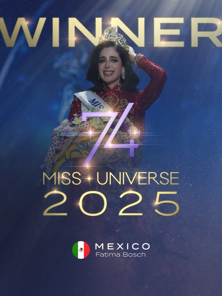 MissUniverse's tweet image. Congratulations to our new Miss Universe.
Tonight, a star was born. Her grace, strength, and radiant spirit captured the hearts of the world, and we couldn’t be more thrilled to welcome her as our new queen. The universe shines a little brighter with her leading the way. ✨🌍👑