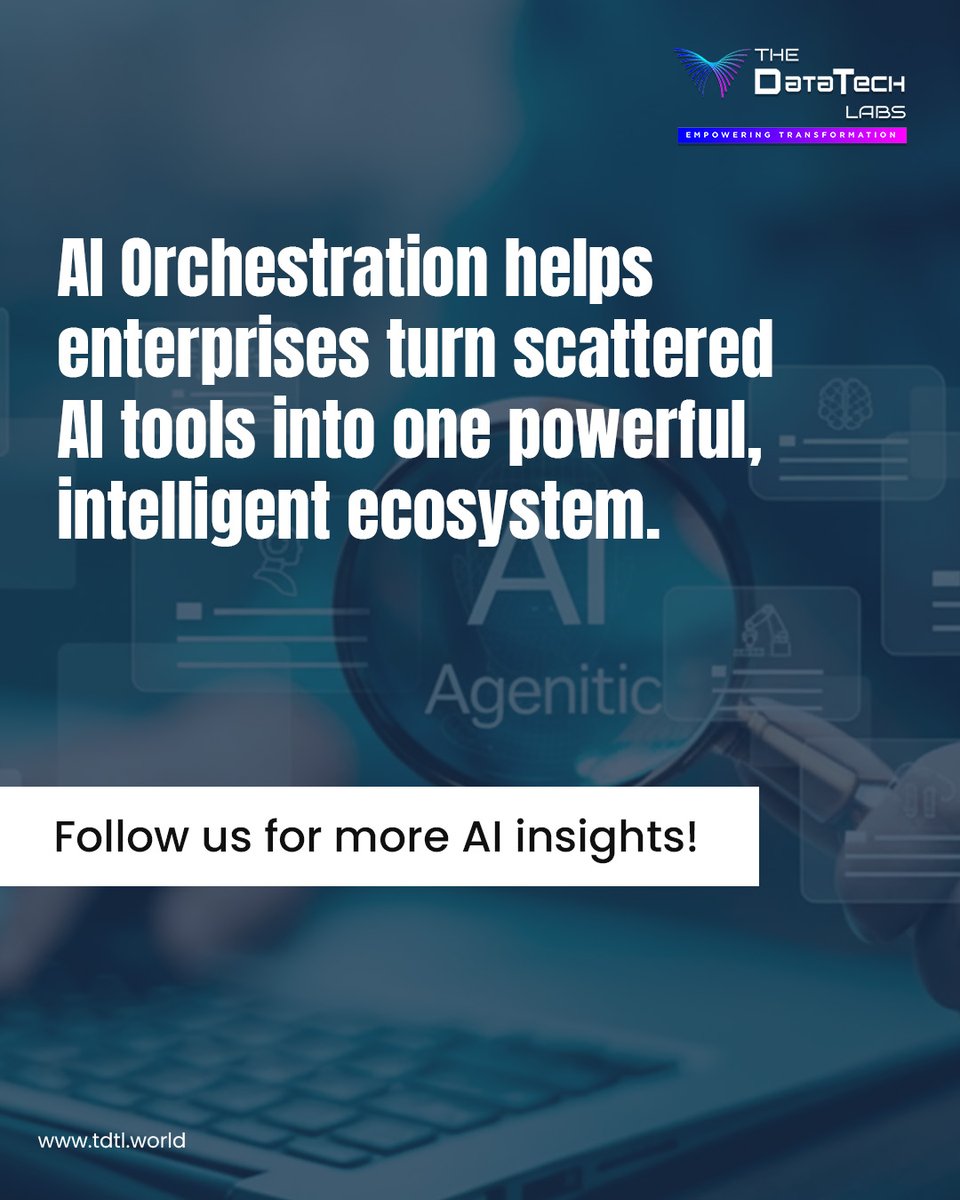 thedatatechlabs's tweet image. AI doesn’t work in silos, it works in sync.
AI Orchestration connects models, tools, and data pipelines to deliver seamless, intelligent outcomes.

Smarter coordination. Faster innovation.

#AIOrchestration #AIAutomation #AIIntegration #AIInfrastructure #IntelligentSystems