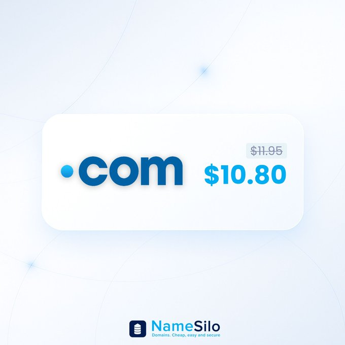 iamikosalmorin's tweet image. Save big on .COM domains 🌐Register new .COM domains for just $10.80 by joining the NameSilo Discount Program, your key to exclusive domain savings. 📷 buff.ly/nO49Ozq #DotCOM #DiscountProgram #DomainDeals
