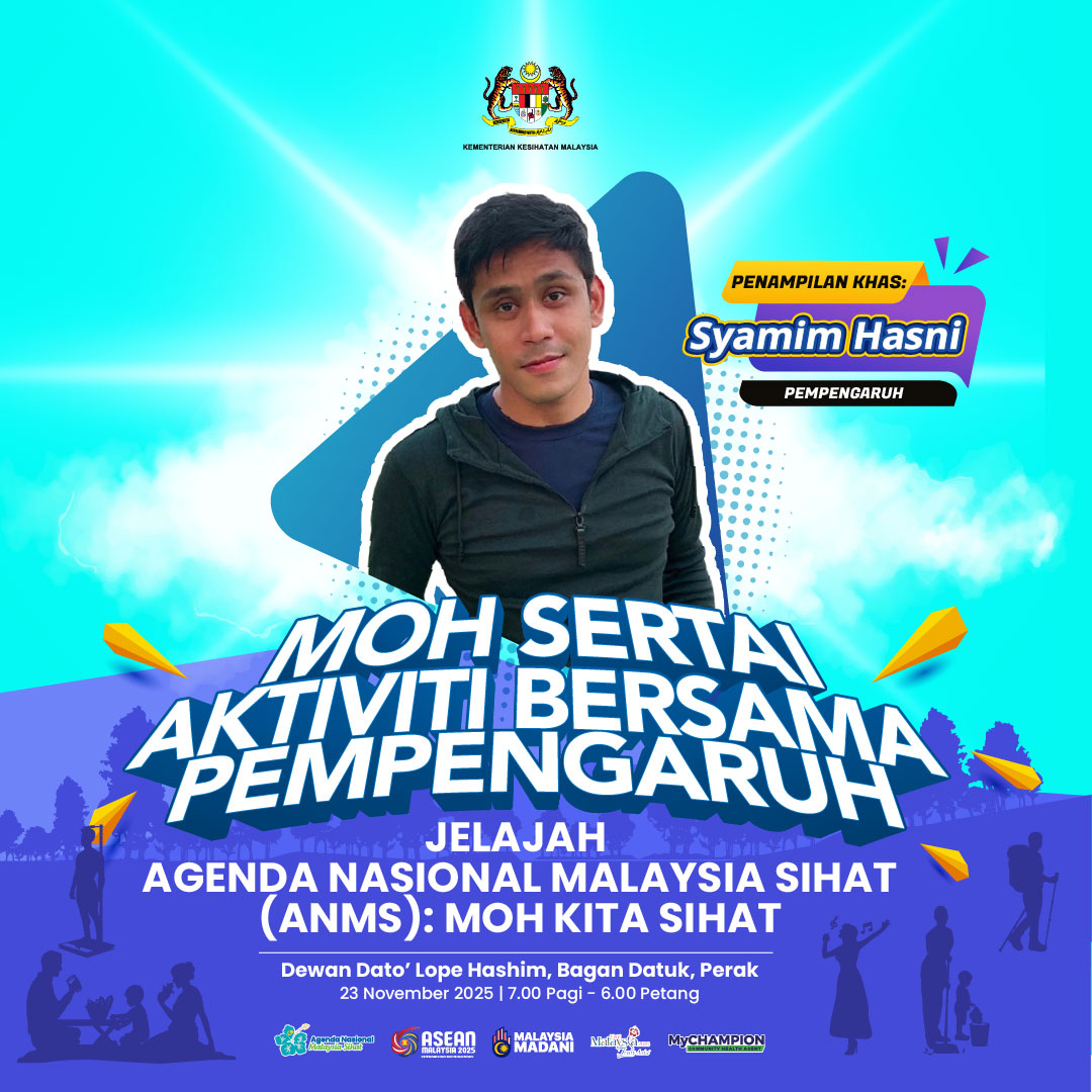 MyHEALTHKKM's tweet photo. Hujung minggu ini jom ramai-ramai ke Dewan Dato'Lope Hashim, Bagan Datuk, Perak dan sertai aktiviti menarik bersama Syamim Hasni.
Kita enjoy sama-sama!
📷 23 November 2025
📷7.00 pagi - 6.00 petang
#ANMS #MalaysiaSihat https://t.co/zu46foasUO
