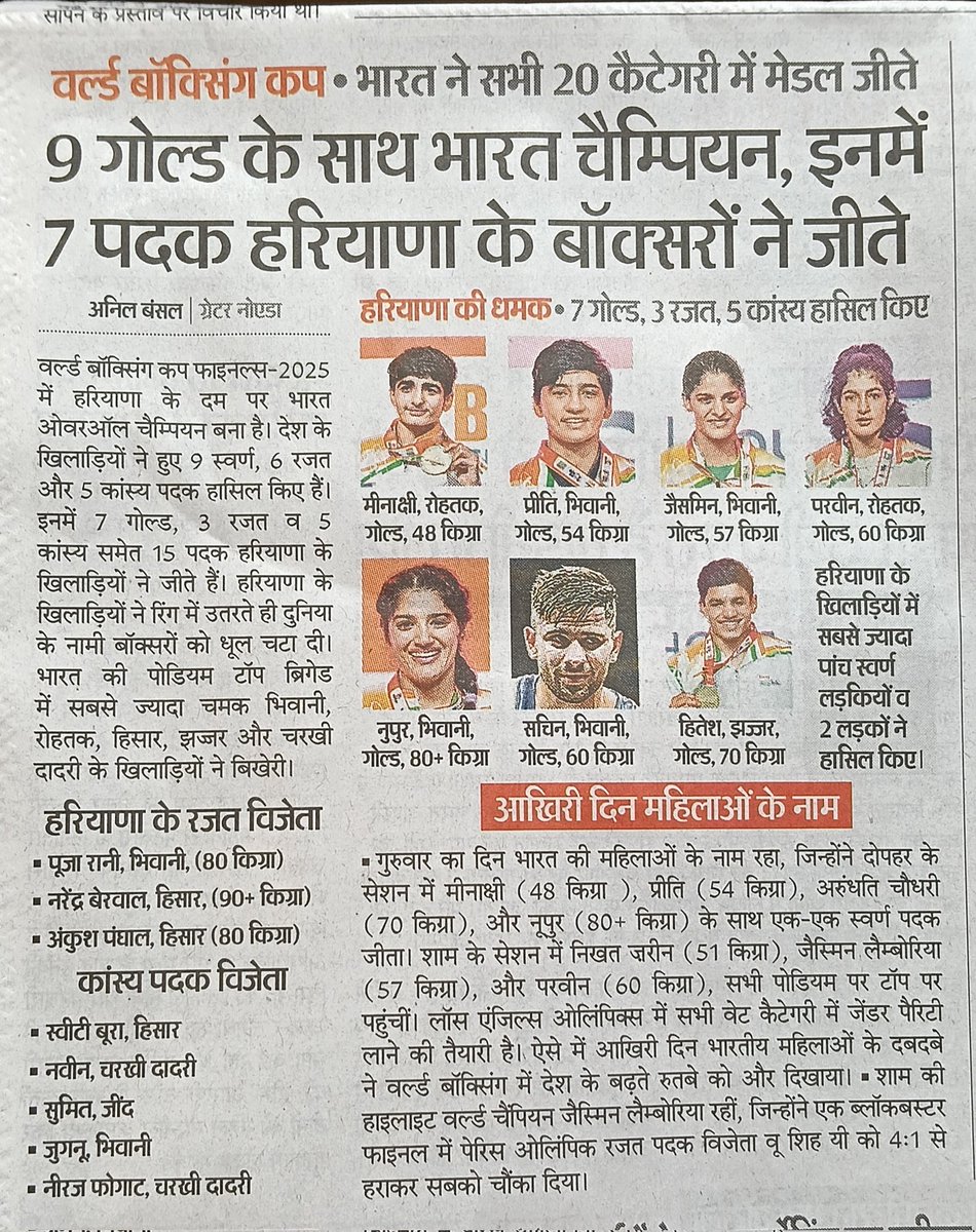 मुझे गर्व है हमारे खिलाड़ियों पर और मेरे हरियाणवी होने पर......💪💪💪💪💪