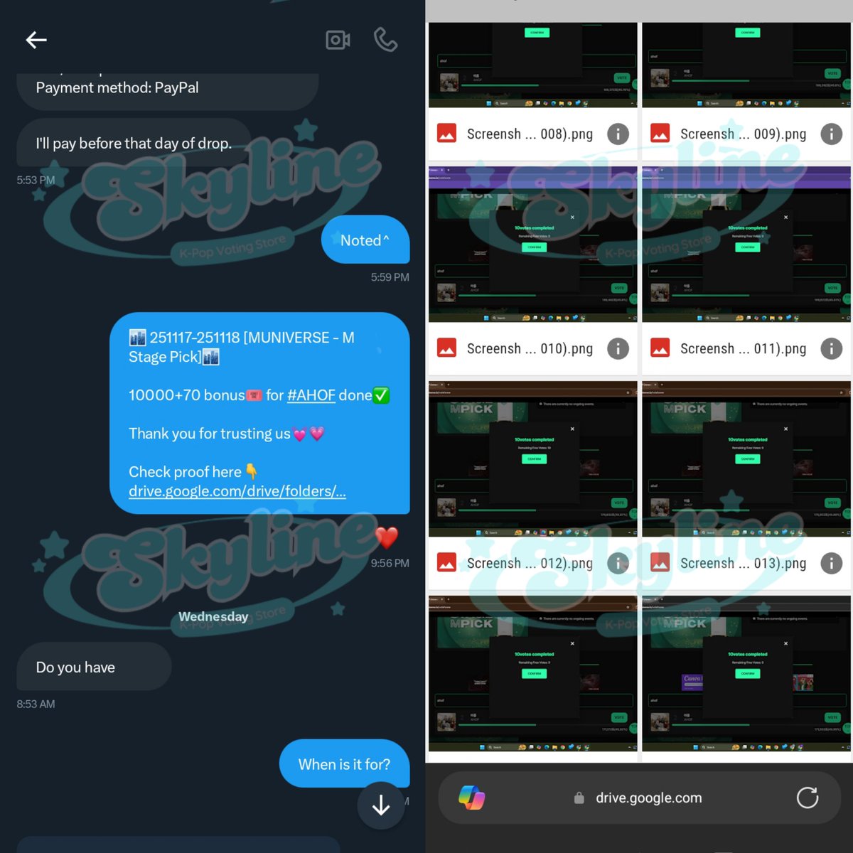 Thank you anonymous 💓 for purchase Muniverse votes at skyline🏙️ 
10.000 votes + bonus for #AHOF

[923] STAGE M PICK✅

#skylineproofs