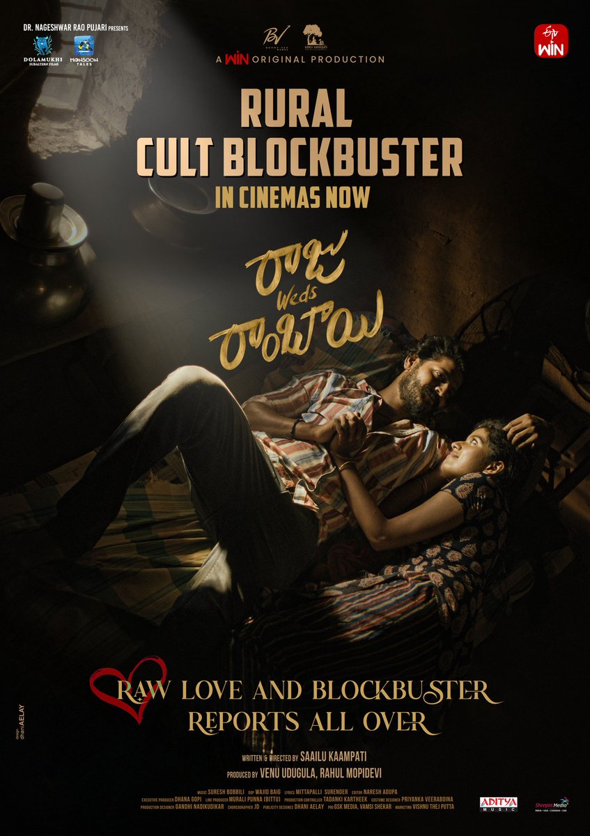 WriiterMohan's tweet photo. The Greatest Love Story Receives Greatest Talk from the audience ❤️‍🔥

#RajuWedsRambai Gets Blockbuster Love From audience for the Paid Premiere shows 💥😍

Book Your Tickets Now to experience the Beautiful Love story
Grand Release Tomorrow❤️

🎟️ https://t.co/C3s9Lt6mhp https://t.co/LDUBHnP5uP