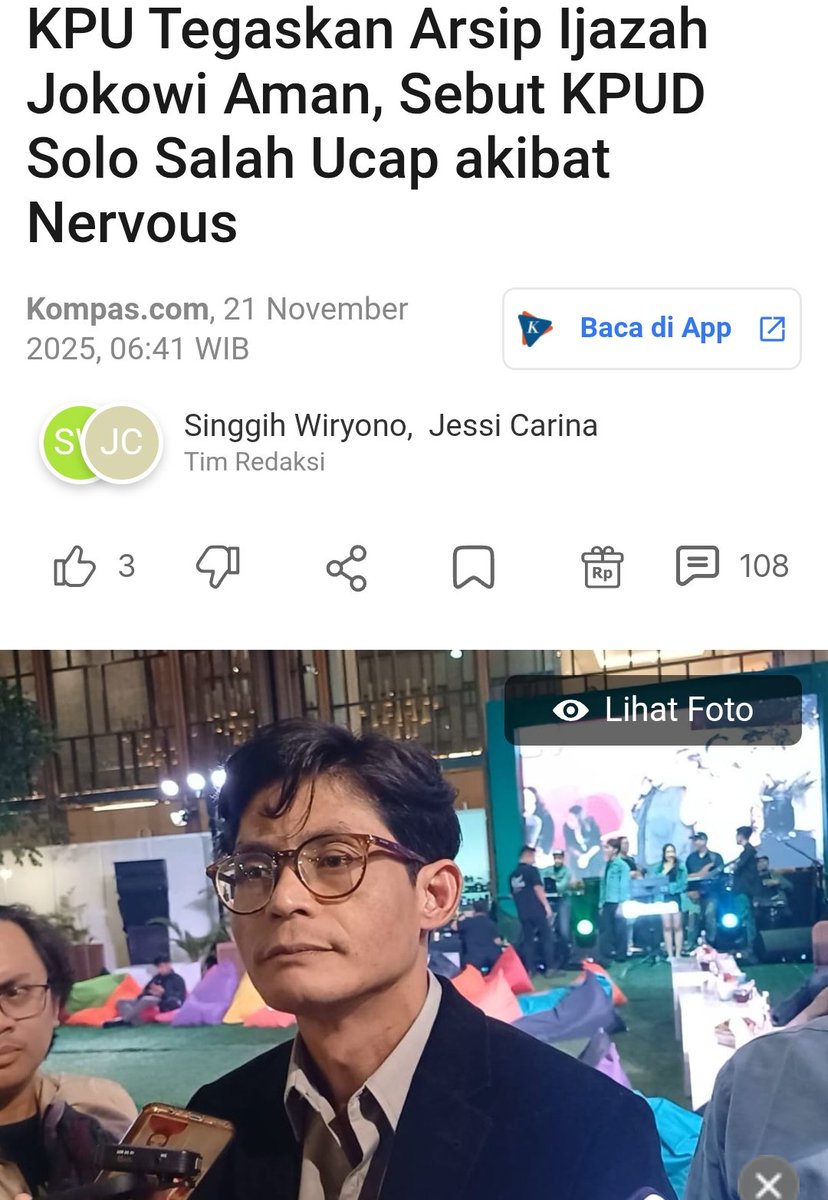 Salah Ucap, Atau Lupa Skenario Yang Sudah Di Briefing??

KPU Tegaskan Arsip Ijazah Jokowi Aman, Sebut KPUD Solo Salah Ucap akibat Nervous
 nasional.kompas.com/read/2025/11/2…