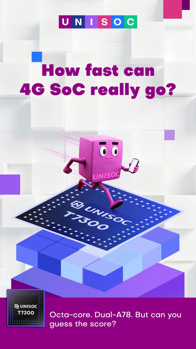 UNISOCTech's tweet image. 🎉 UNISOC T7300 is here!
It’s packed with powerful features for imaging, gaming, and display — but how much do you really know about it? 
We’ve prepared a fun quiz series to test your T7300 knowledge. 
Ready to play?
——————————————
#UNISOC #UNISOCT7300