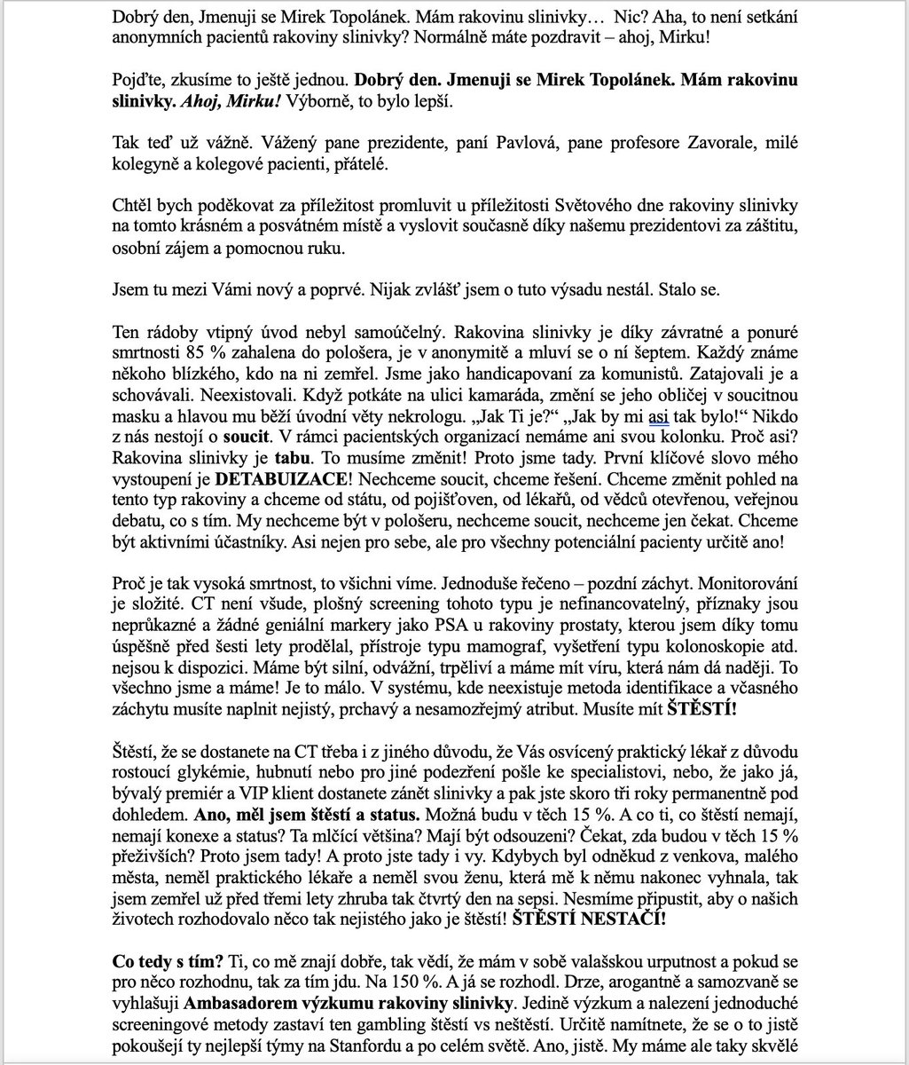 MirekTopolanek's tweet image. Světový den rakoviny slinivky. Co jsem to tam vlastně povídal? Tak tady to máte: