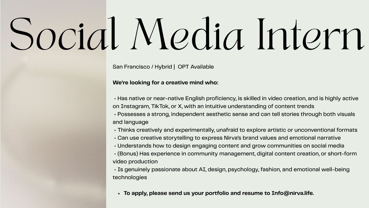 HanyingHu's tweet photo. We are hiring Social Media Intern! https://t.co/Llhi9jaEKZ