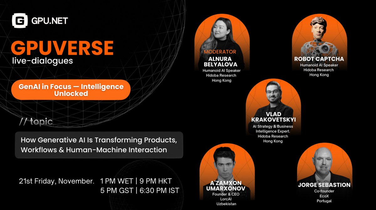 📢 We’re excited to reveal the speaker lineup for 𝐆𝐏𝐔𝐯𝐞𝐫𝐬𝐞 𝐋𝐢𝐯𝐞 𝐃𝐢𝐚𝐥𝐨𝐠𝐮𝐞𝐬 — 𝐄𝐩𝐢𝐬𝐨𝐝𝐞 𝟏𝟏, 𝐇𝐚𝐩𝐩𝐞𝐧𝐢𝐧𝐠 𝐓𝐨𝐝𝐚𝐲!

𝐓𝐡𝐞𝐦𝐞: GenAI in Focus — Intelligence, Scale &amp; the GPU Power Behind It
𝐓𝐨𝐩𝐢𝐜: How Generative AI Is Reshaping Compute,