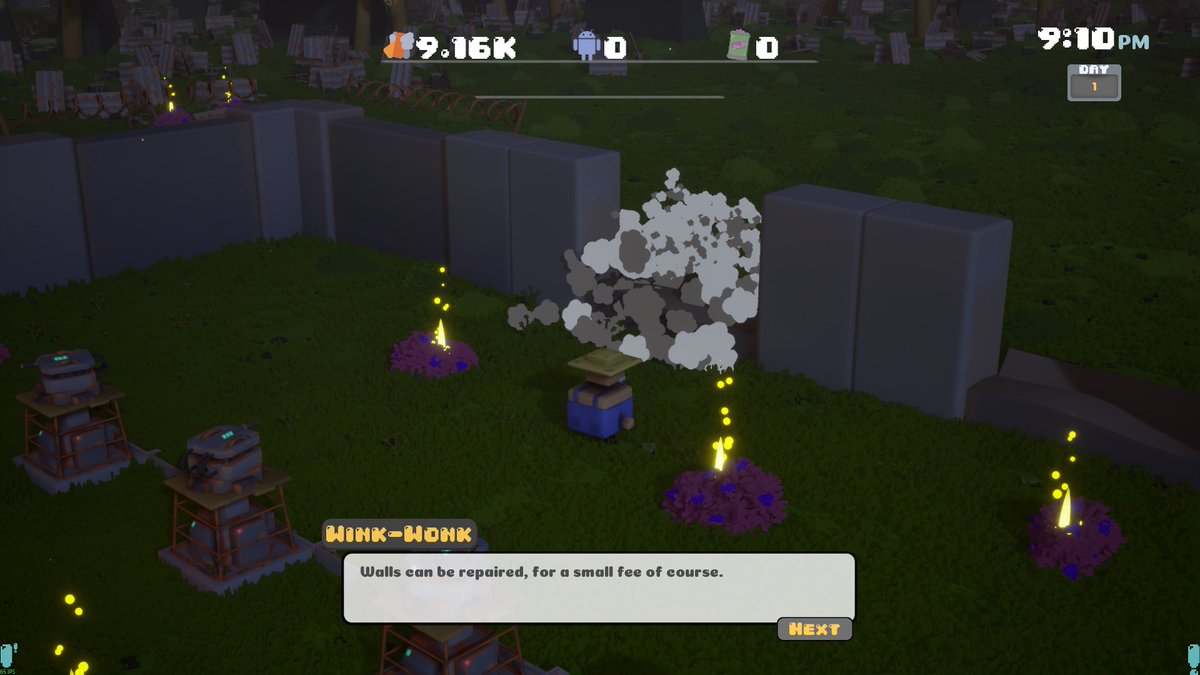 Our indie game:

- Cozy farming, base defense game
- Post-apocalyptic setting
- Cute 3D blocky visuals
- Farm by day, defend farm by night

#screenshotsaturday #indiegame #cozygames #cantstoprory