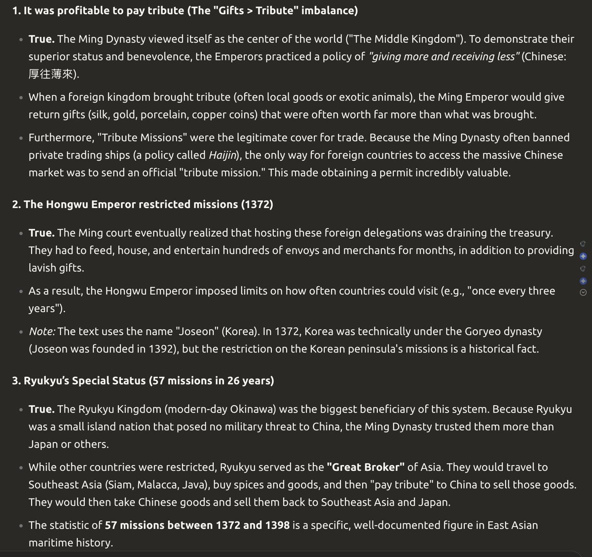 Isso é verdade, aliás (verificado por um especialista).
 O sistema tributário chinês é frequentemente comparado ao colon