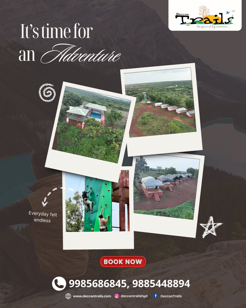 DeccanTrailsHyd's tweet image. 🌄 It’s time for Adventure!

📞 Call or WhatsApp at 98854 48894 , 9985686845
🌐 Visit our website: deccantrails.com
📍 Location: Deccan Trails, Vikarabad

#DeccanTrails #ItsTimeForAdventure #AdventureCalling #NatureGetaway #OutdoorFun #TrekkingTrails #AdventureCamp