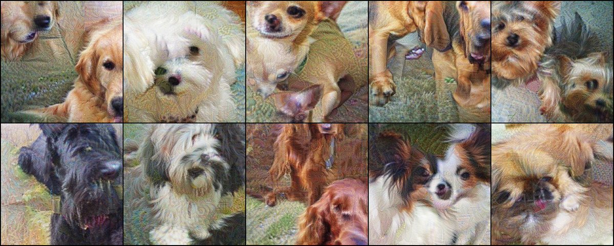GCazenavette's tweet image. Our method out-performs all real-image baselines on the standard ImageNet benchmarks and shines even brighter on datasets with fine grained classes!

The learned images seem to contain more discriminative features than any single real image, leading to a better classifier.

4/6