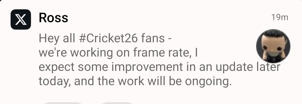 Cricket23game's tweet image. #Cricket26 #Update

📢 An Update is on your way for FPS improvements...

Hit ❤️ 
RT ♻️ 
Follow ✅ for More Updates ...