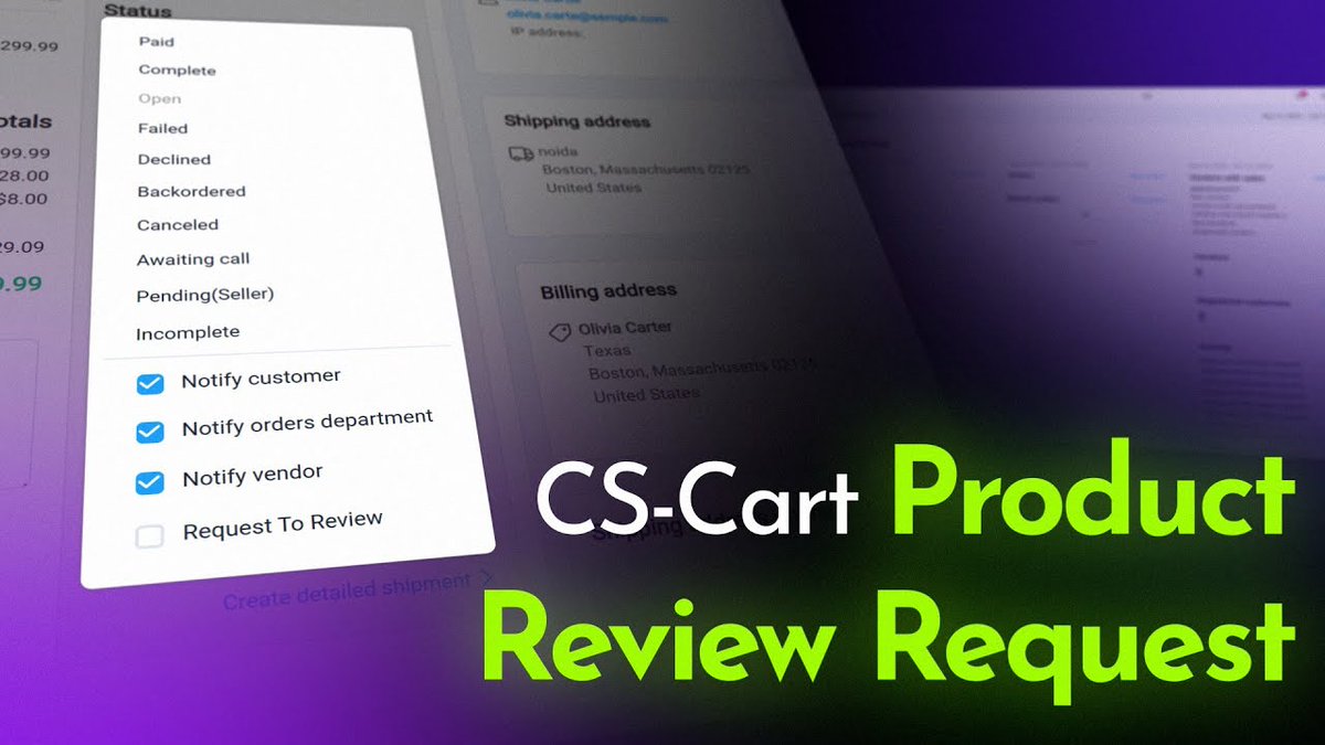 webkul's tweet image. CS-Cart Product Review Request helps send personalised review invitations based on order status and timing, with manual resend, templates, and instant requests. Works with CS-Cart Multivendor and RMA.
Watch Now▶️ youtu.be/sITWZ0m3NII?si…
#CSCart #eCommerce #ProductReviews #webkul