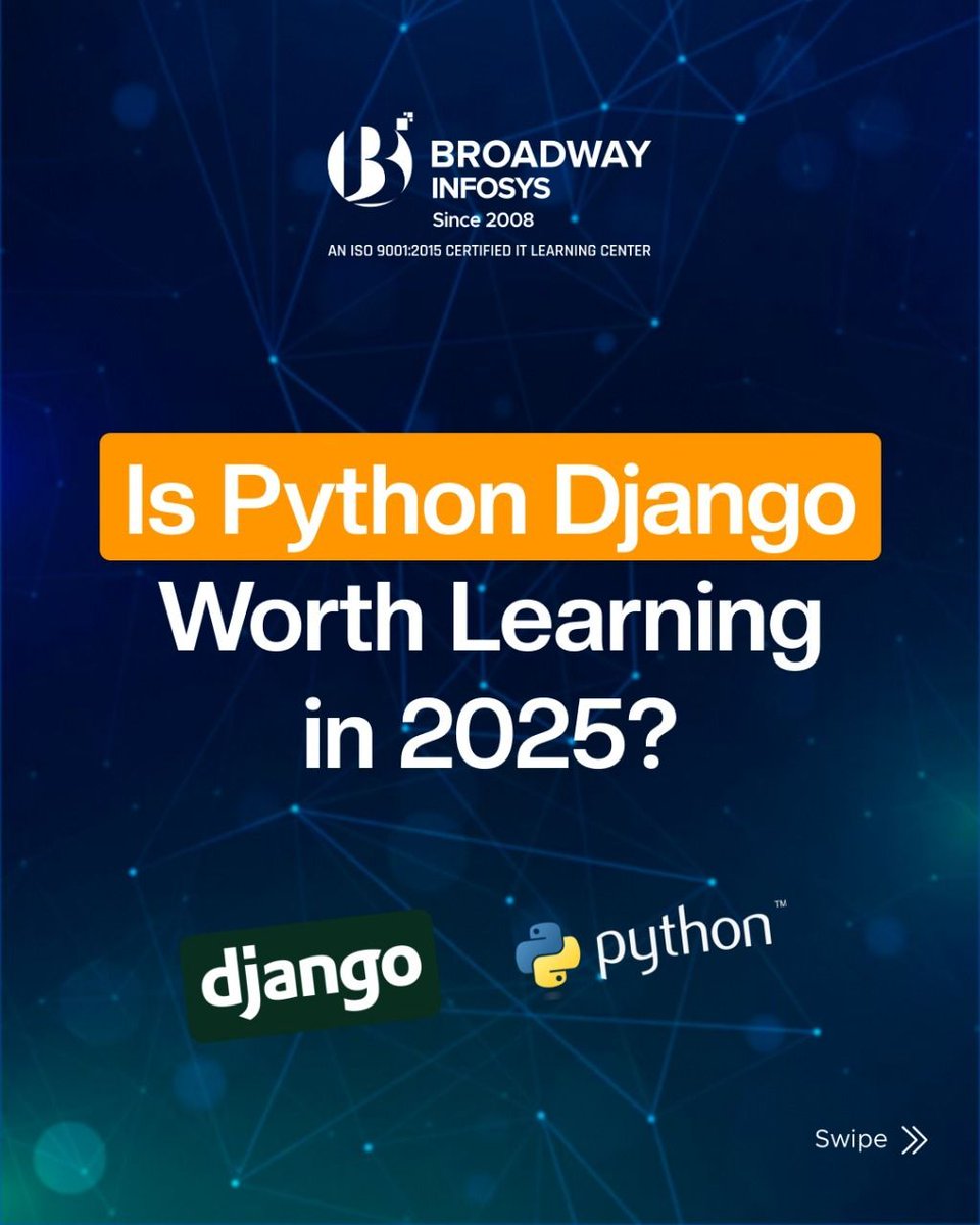 broadwayinfosys's tweet image. Is Python Django still worth learning in 2025?
We break it down for you, from industry demand to scalability, AI integration, security, and why Django is still one of the best choices for learners and career changers.

Full blog here: buff.ly/97MdoLR

#BroadwayInfosys