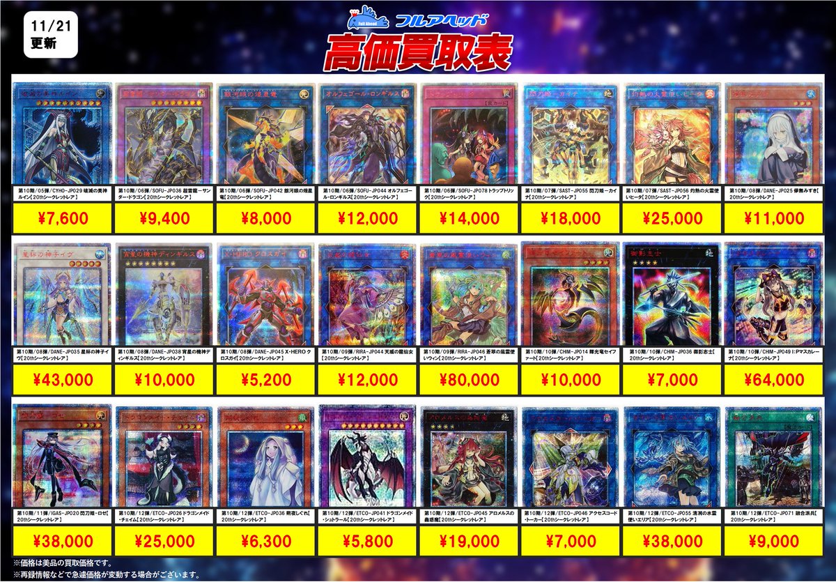 遊戯王OCG 買取表更新しました‼️ ウィッチクラフトと20th強化中