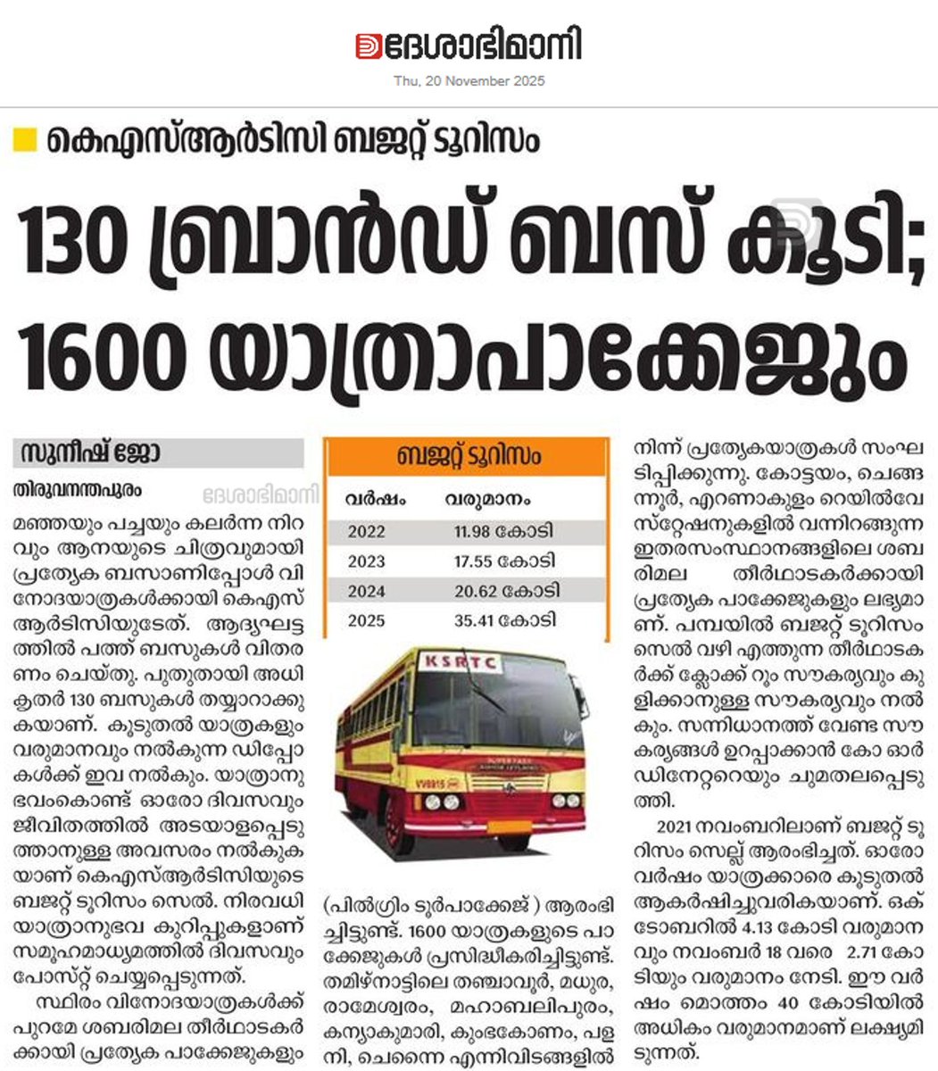 ra5esh's tweet image. കെഎസ്ആർടിസി ബജറ്റ് ടൂറിസം 🟥❤️👇
130 ബ്രാൻഡ് ബസ് കൂടി; 1600 യാത്രാപാക്കേജും
#ksrtc
